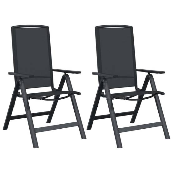 Chaises de jardin inclinables aluminium et textilène noir 71 x 58 x 112 cm - PANGIVO - Image 2