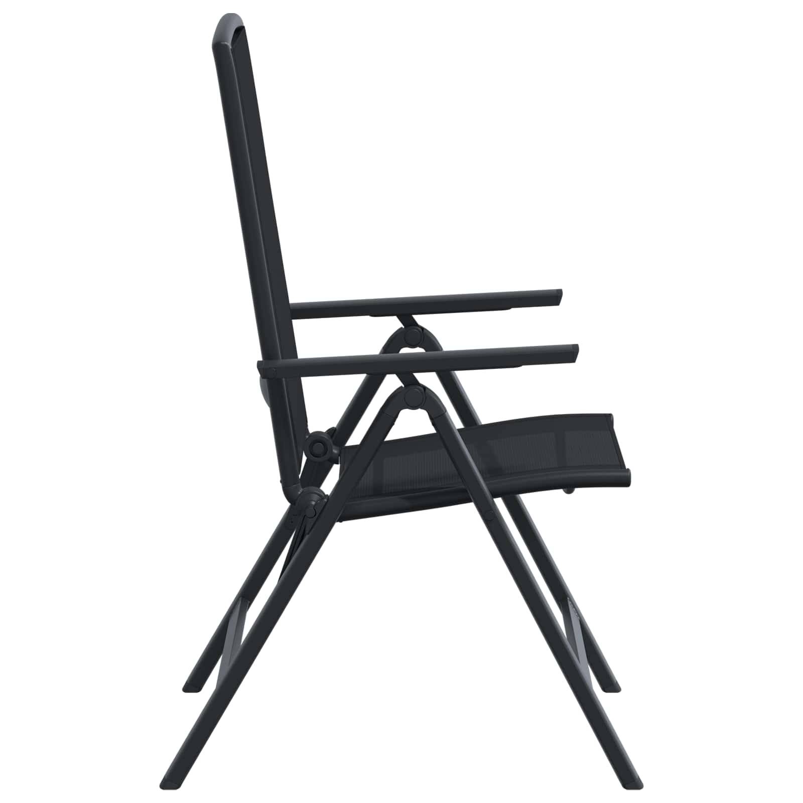 Chaises de jardin inclinables aluminium et textilène noir 71 x 58 x 112 cm - PANGIVO - Image 6
