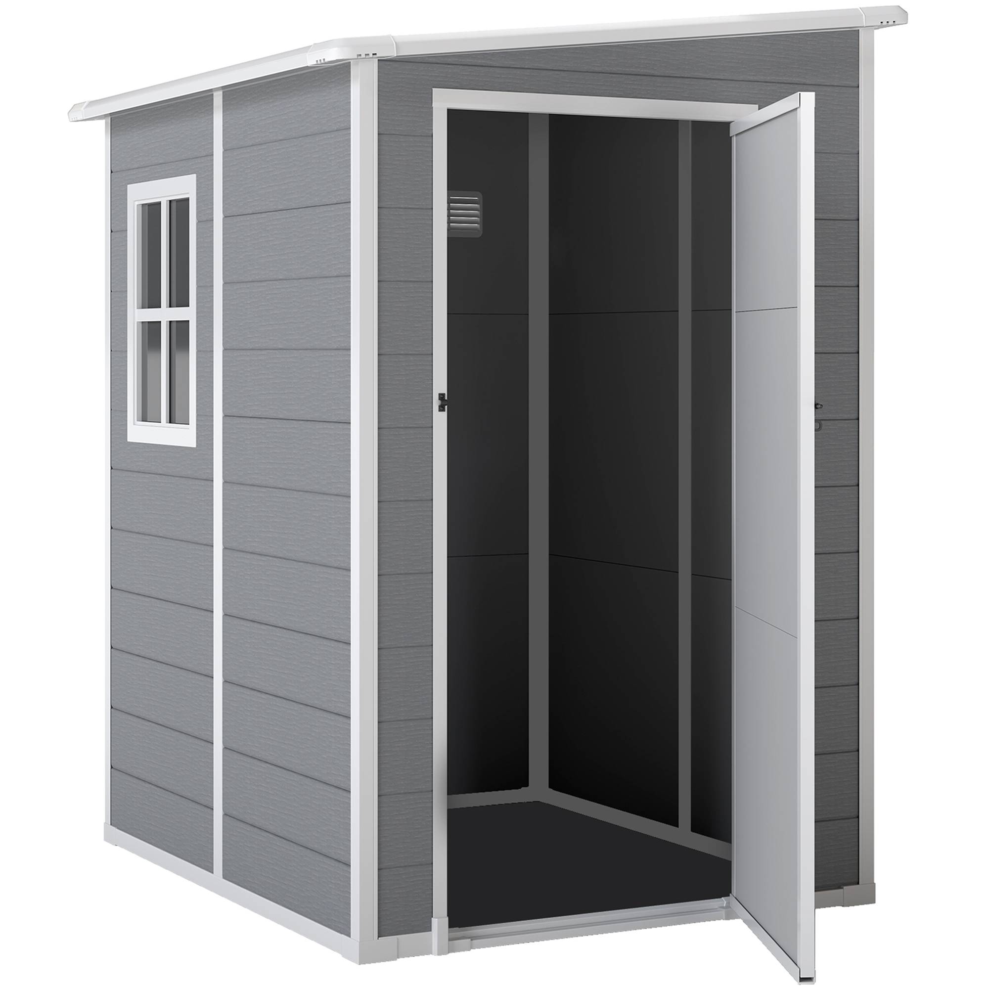 ComfortXL - Abri de jardin en PP et aluminium avec plancher anti-humidité fenêtre 122x149 cm gris - ComfortXL Outdoor Living - Image 2