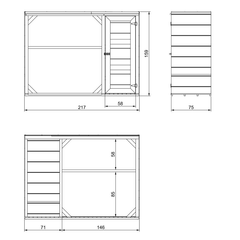 Timbela - Abri à bûches extérieur - 1,09+0,53 m² / 75x217xH159 cm - Abri à bûches moderne avec rangement latéral pour les outils - Timbela M981-HARVEST HONEY - Image 5