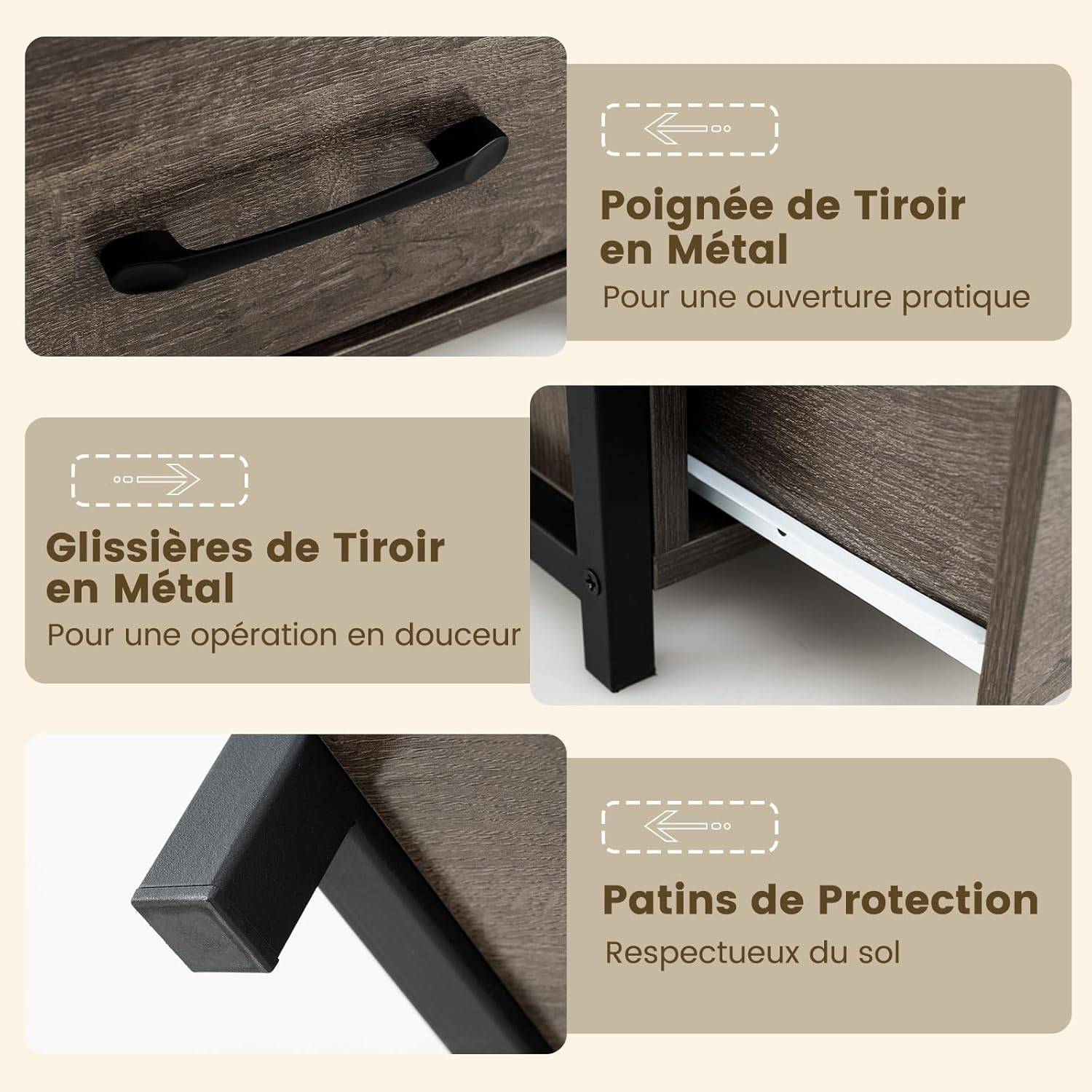 Étagère à Livres en Forme d’Arbre, Bibliothèque à 4 Niveaux avec Tiroir, Kits Anti-Basculement Cadre en Métal Etagère de Présentation en Bois - Image 9