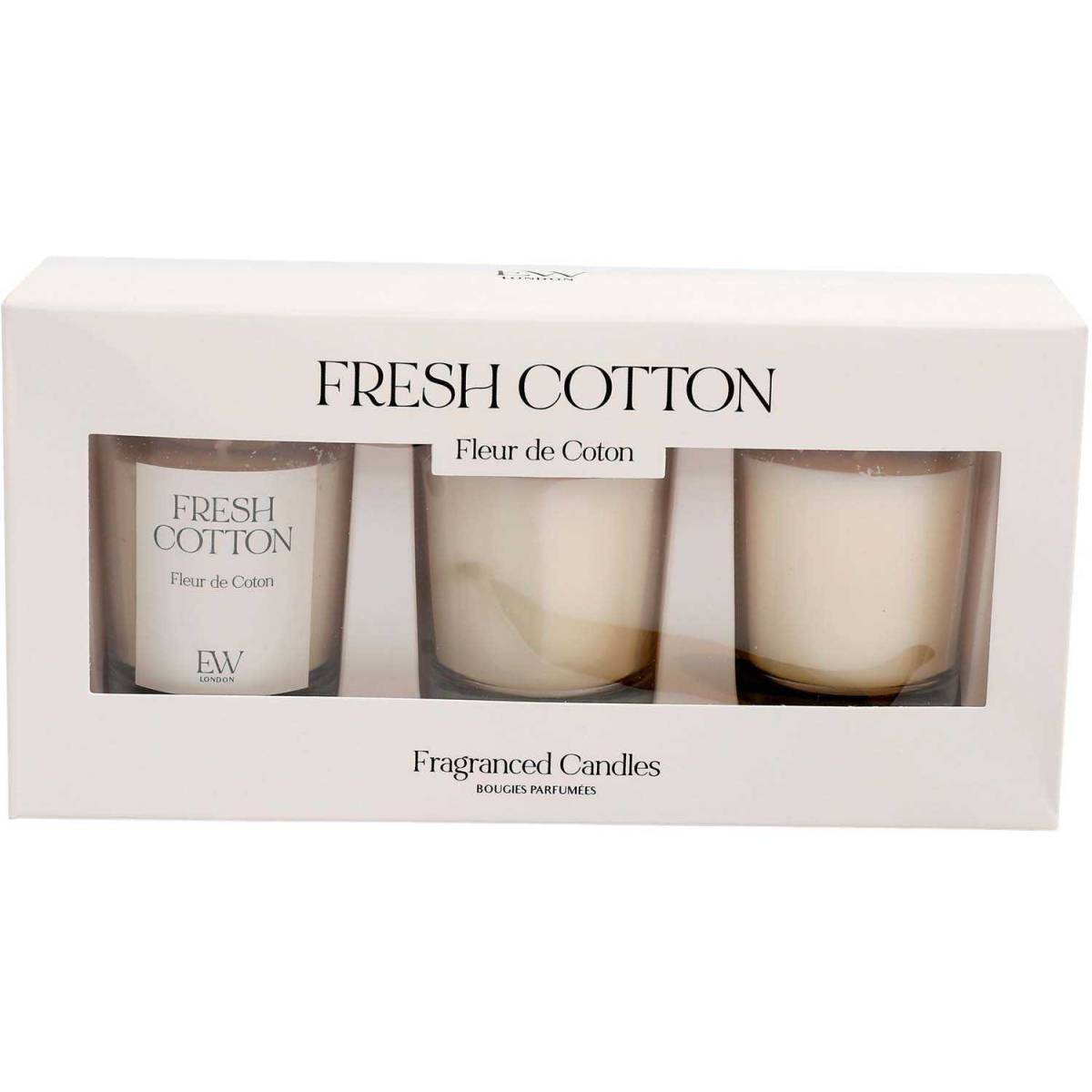 Sil - Set de 3 bougies en verre Votives Fleur de coton