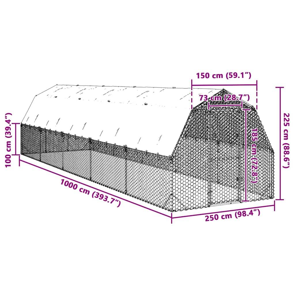 Poulailler acier argent 2,5 x 10 x 2,25 m - Prolenta premium p3443.8 - Image 8