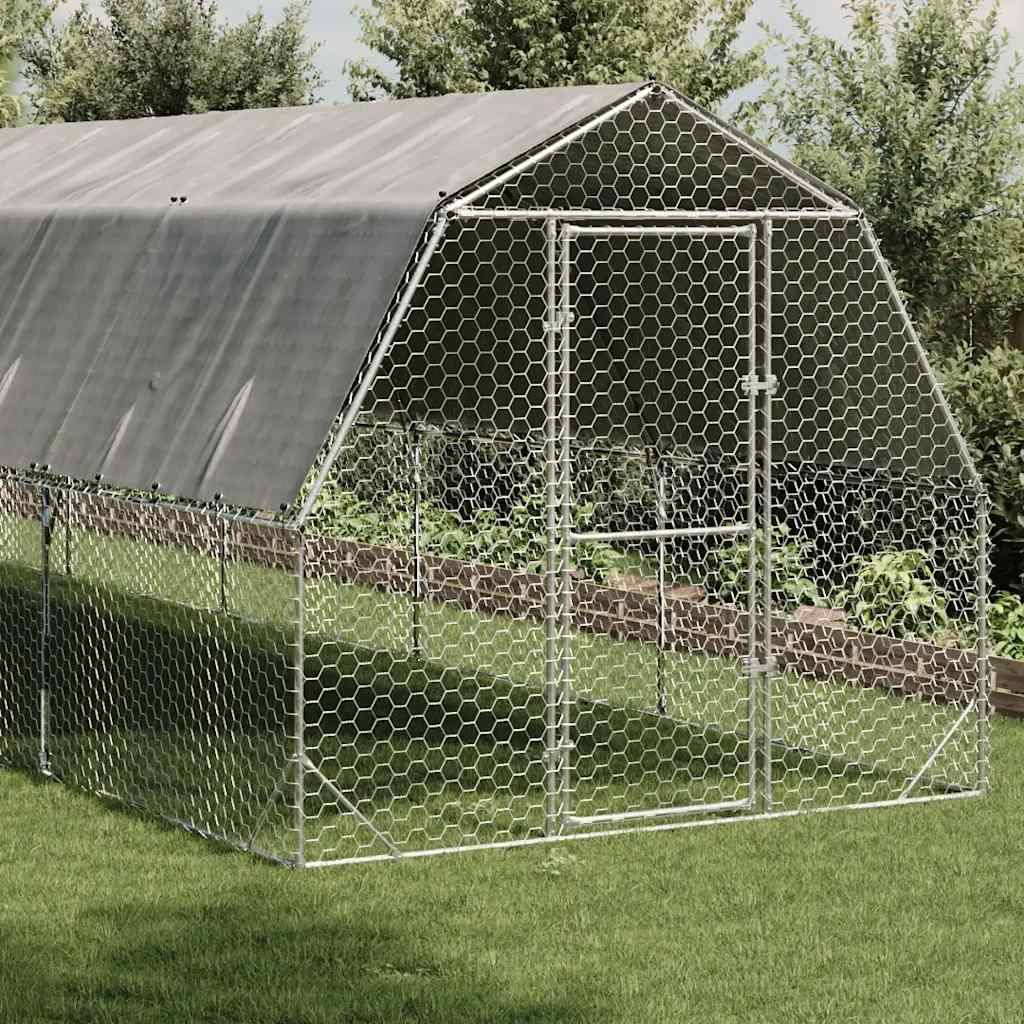 Poulailler acier argent 2,5 x 10 x 2,25 m - Prolenta premium p3443.8 - Image 1