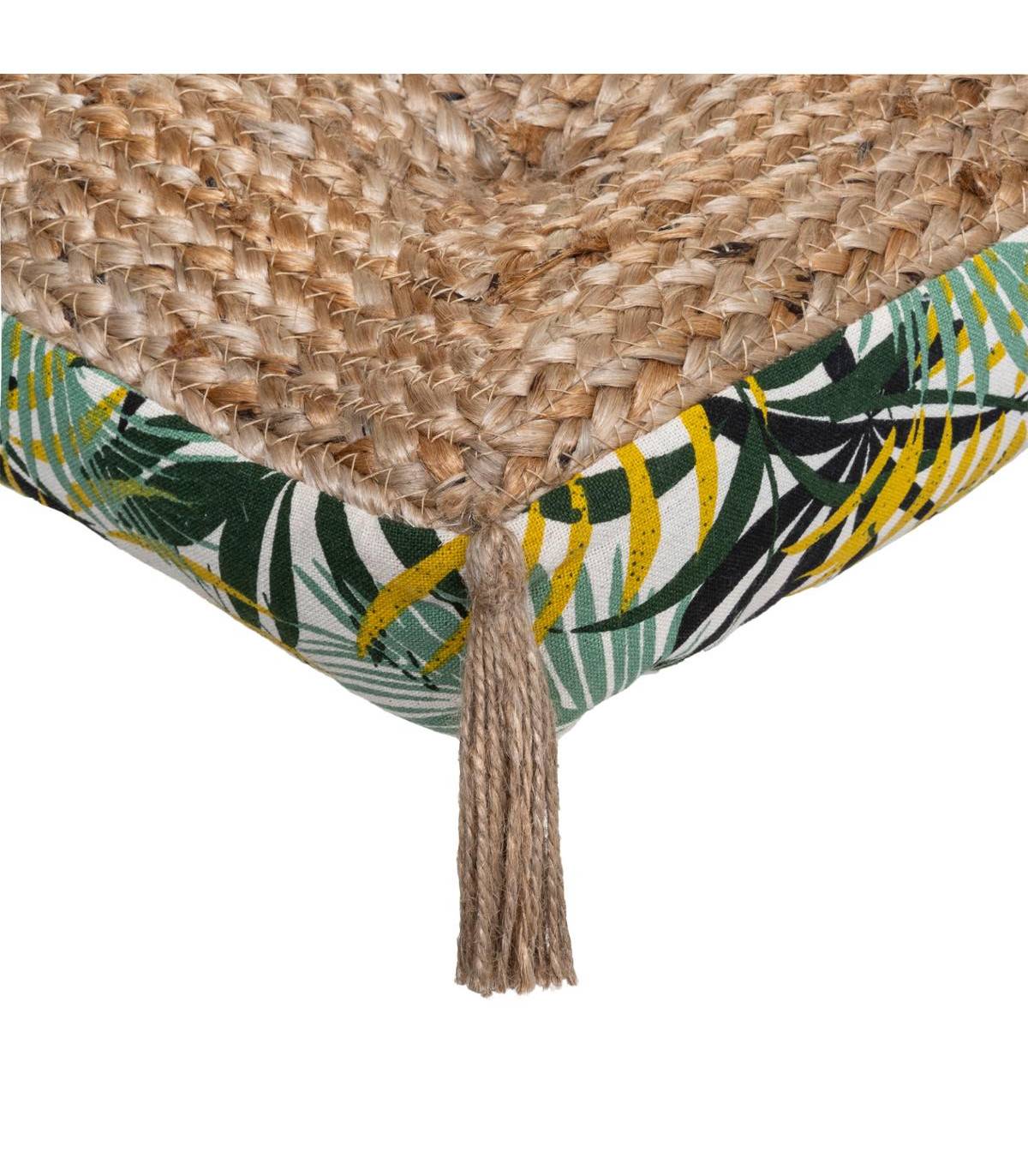 Coussin de Sol en Jute et Coton avec Pompons 38 x 38 cm - Image 2
