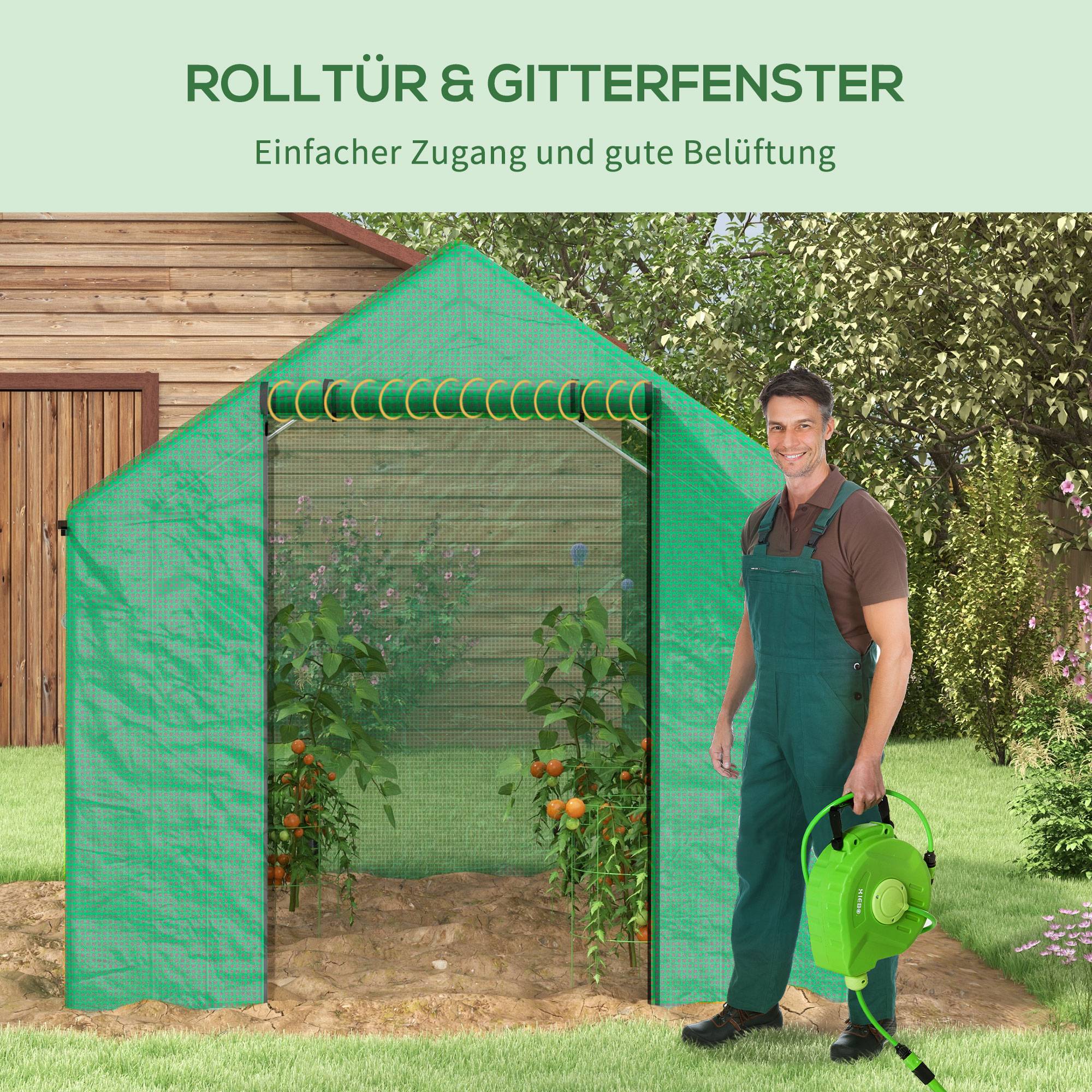 Sans Marque - Serre tunnel porte fenêtres enroulables acier galvanisé 2x3x2 m verte serre potager extérieur jardin robuste - Image 7