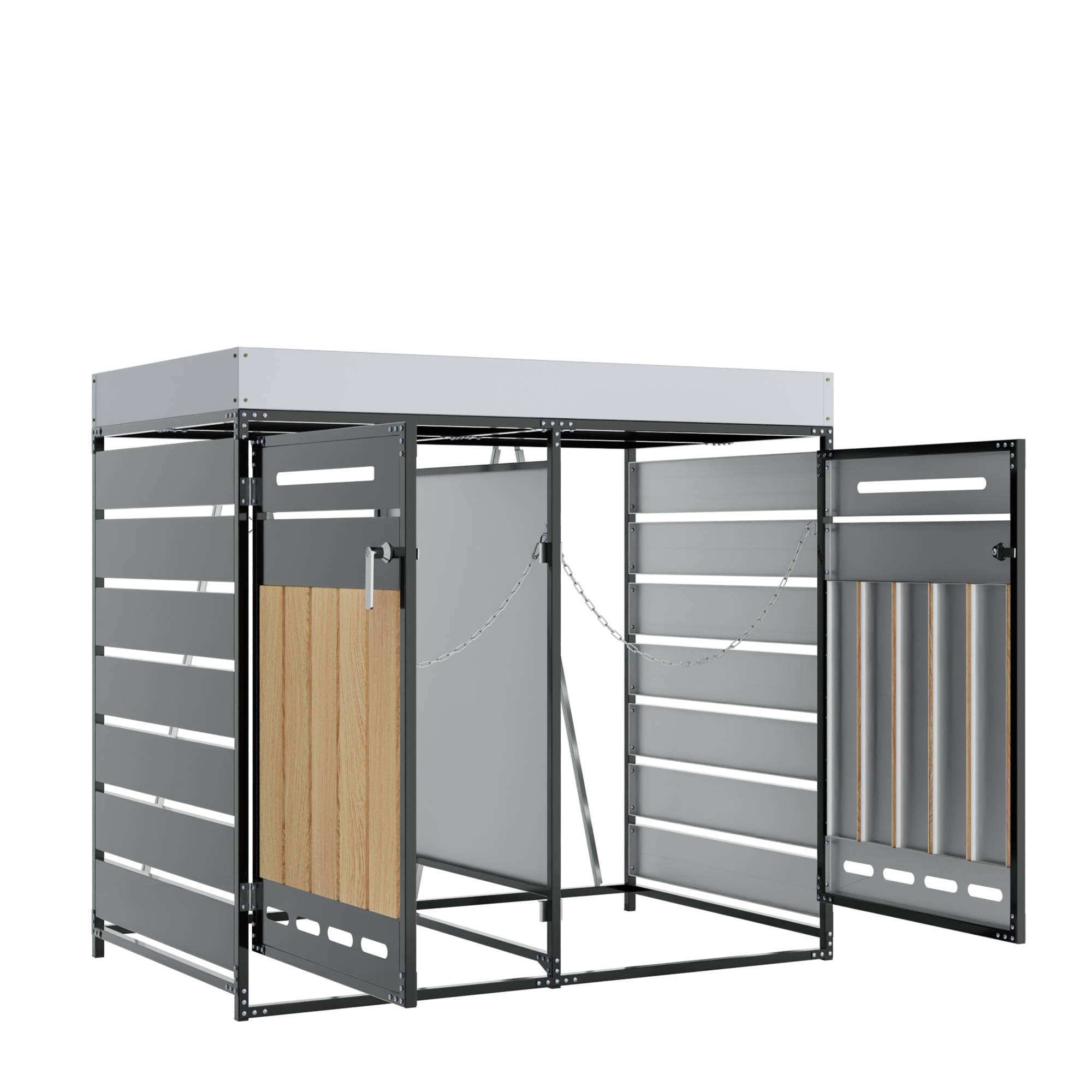ComfortXL - Cache-poubelle double en métal pour jardin avec jardinière intégrée 131x120cm Noir - ComfortXL Outdoor Living - Image 5