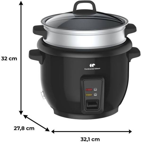 Cuiseur de Riz Electrique  - CONTINENTAL EDISON - CECR18B - 700 W - 1,8 L - Avec Panier vapeur - Fonction maintien au chaud - Inox - Image 3