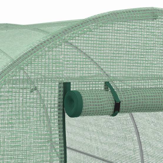 Bâche de rechange pour serre de jardin tunnel 6m² 3 x 2 x 2 m anti-UV avec porte et fenêtres ROMA verte - Image 6