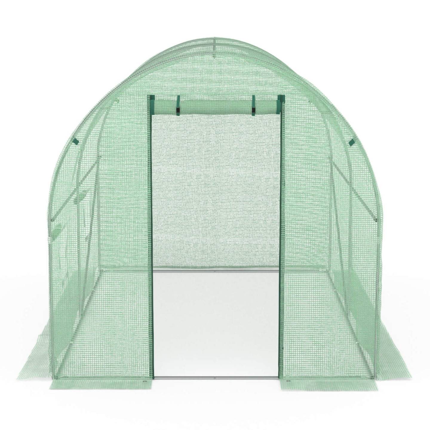 Bâche de rechange pour serre de jardin tunnel 6m² 3 x 2 x 2 m anti-UV avec porte et fenêtres ROMA verte - Image 4