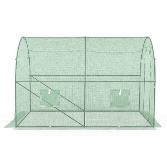Bâche de rechange pour serre de jardin tunnel 6m² 3 x 2 x 2 m anti-UV avec porte et fenêtres ROMA verte - Image 5
