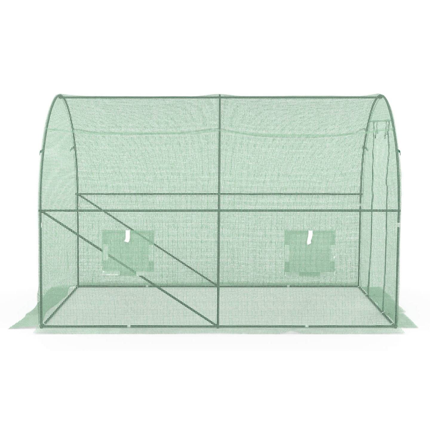 Bâche de rechange pour serre de jardin tunnel 6m² 3 x 2 x 2 m anti-UV avec porte et fenêtres ROMA verte - Image 5