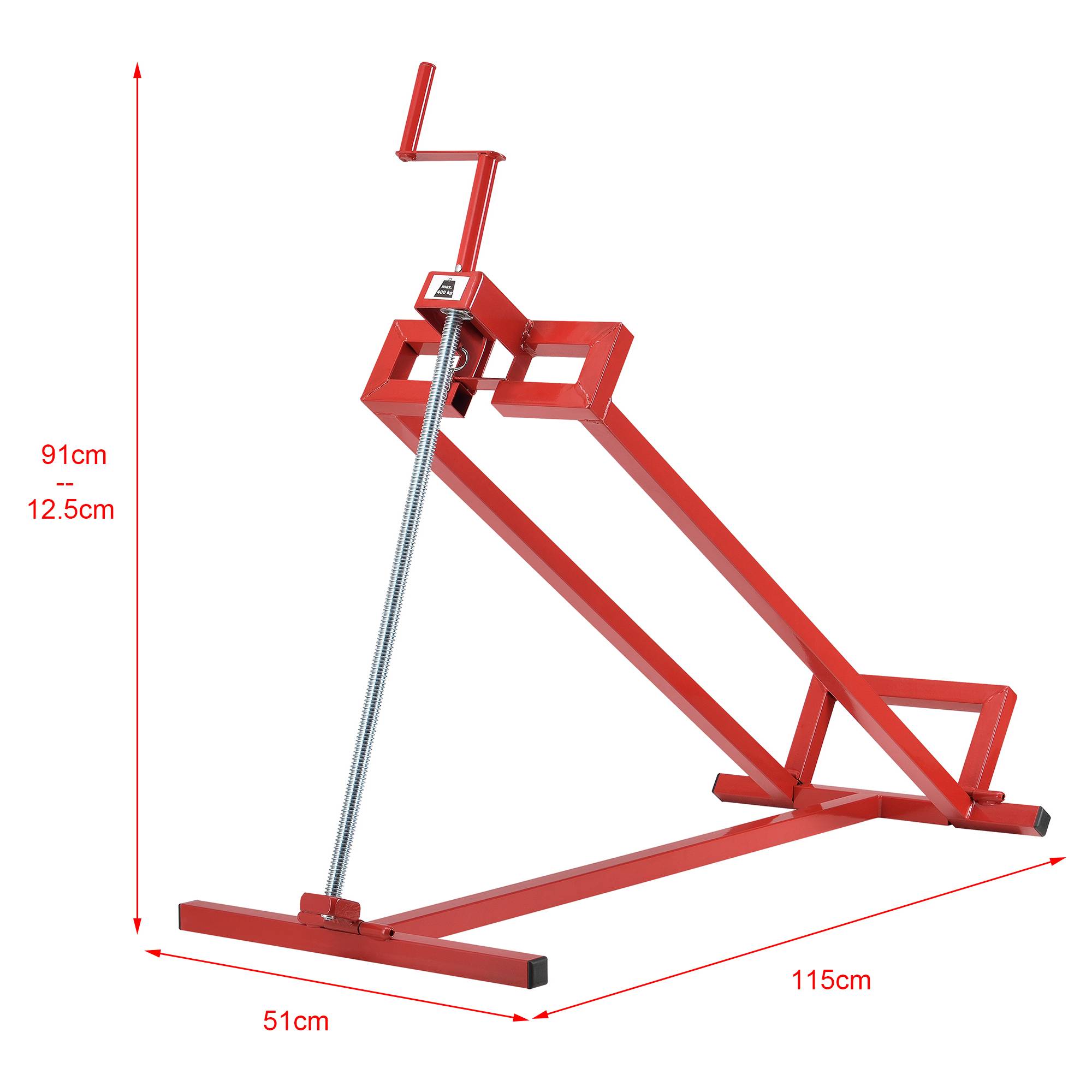 Pro.Tec - Lève-Tondeuse avec Manivelle Capacité de Charge Jusqu'à 400 kg Acier Rouge [pro.tec] - Image 2