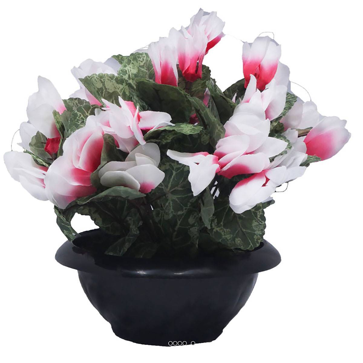 Artificielles - Vasque de fleurs artificielles cimetière cyclamens Rose-crème - couleur: Rose-crème 705 - Image 1