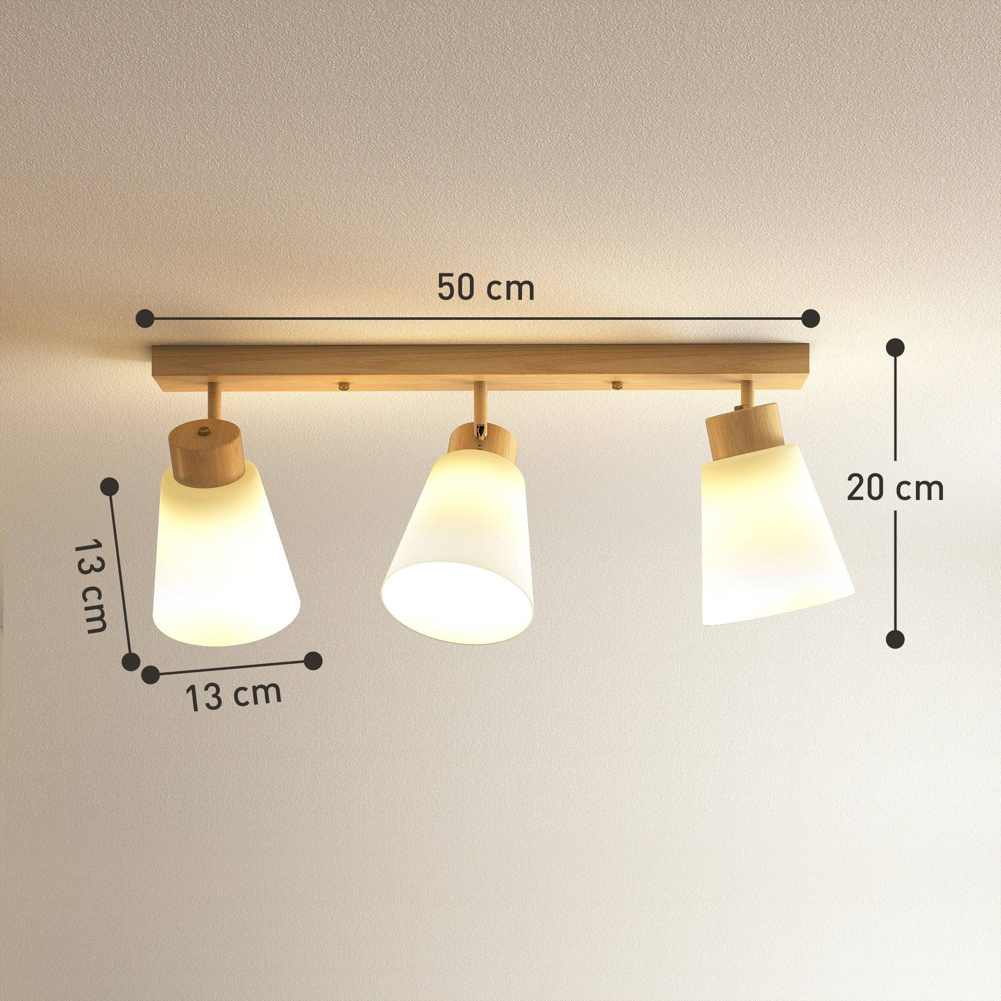 Sans Marque - Plafonnier 3 points éclairage orientables 90° douilles E27 coloris bois - Image 5