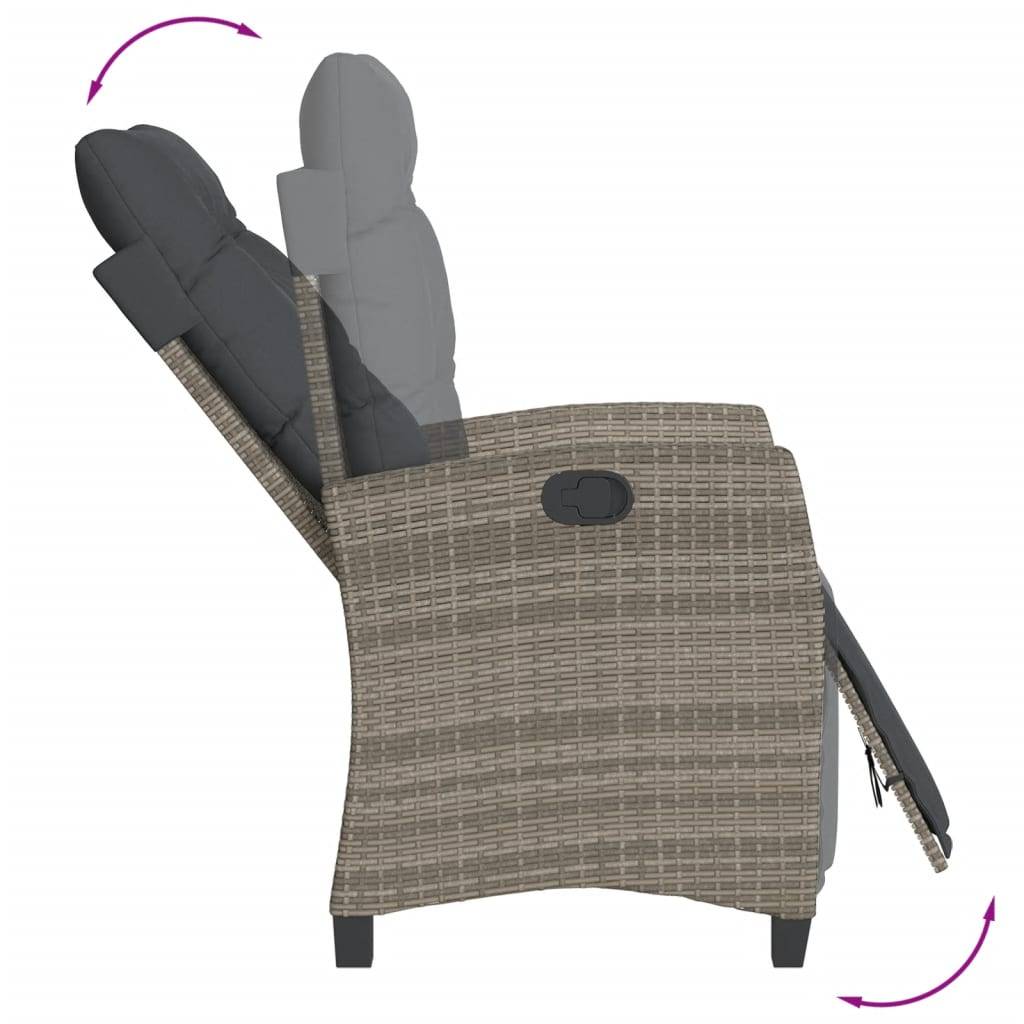 Vidaxl - Chaise inclinable de jardin et repose-pied gris résine tressée vidaXL 365235 - Image 8