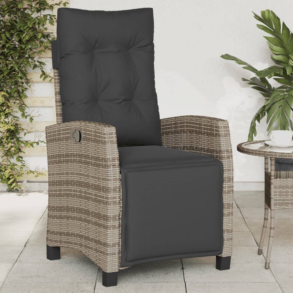 Vidaxl - Chaise inclinable de jardin et repose-pied gris résine tressée vidaXL 365235 - Image 1