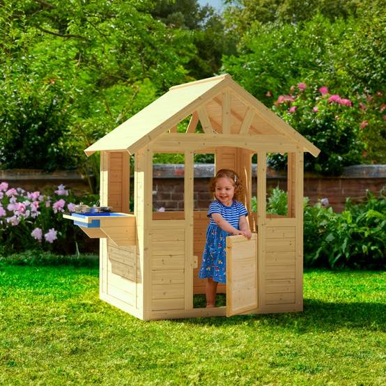 Maisonnette cabane enfant en bois FSC® avec cuisine extérieure CUBBY - Image 1