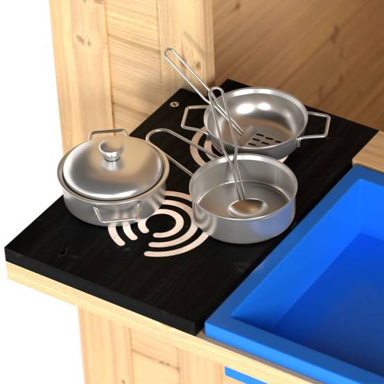 Maisonnette cabane enfant en bois FSC® avec cuisine extérieure CUBBY - Image 4