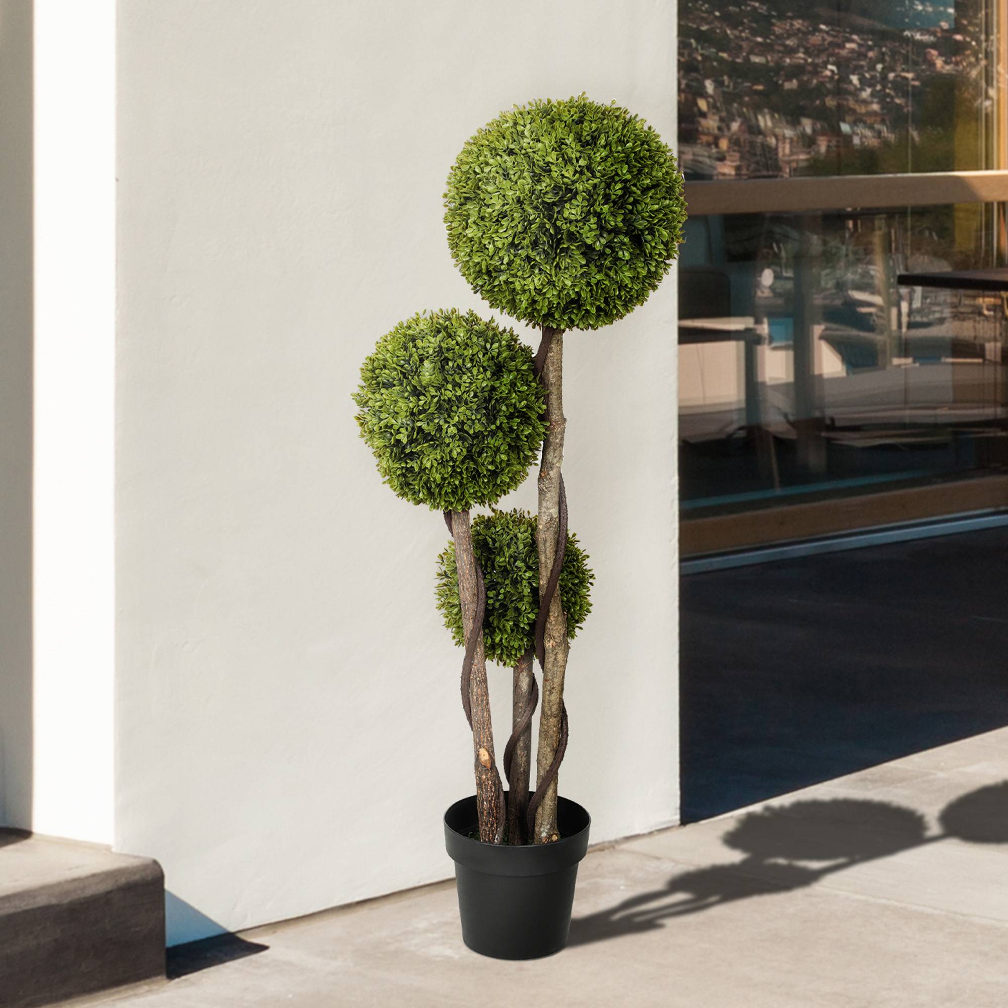 Buis artificiel, plante artificielle, look réaliste, extérieur, vert + noir - Image 9
