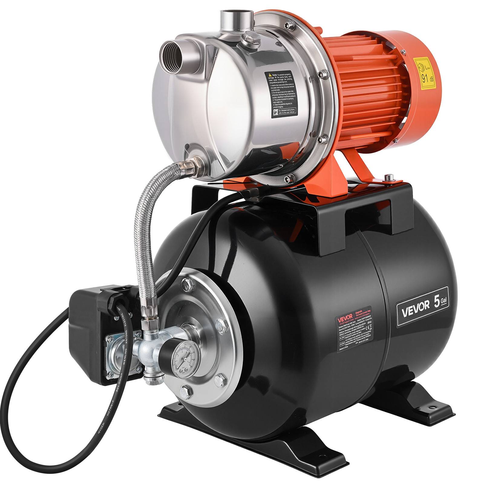 Vevor - VEVOR Groupe de Surpression Pompe avec Réservoir Pression 19 L 1176 W 6000 L/h - Image 1