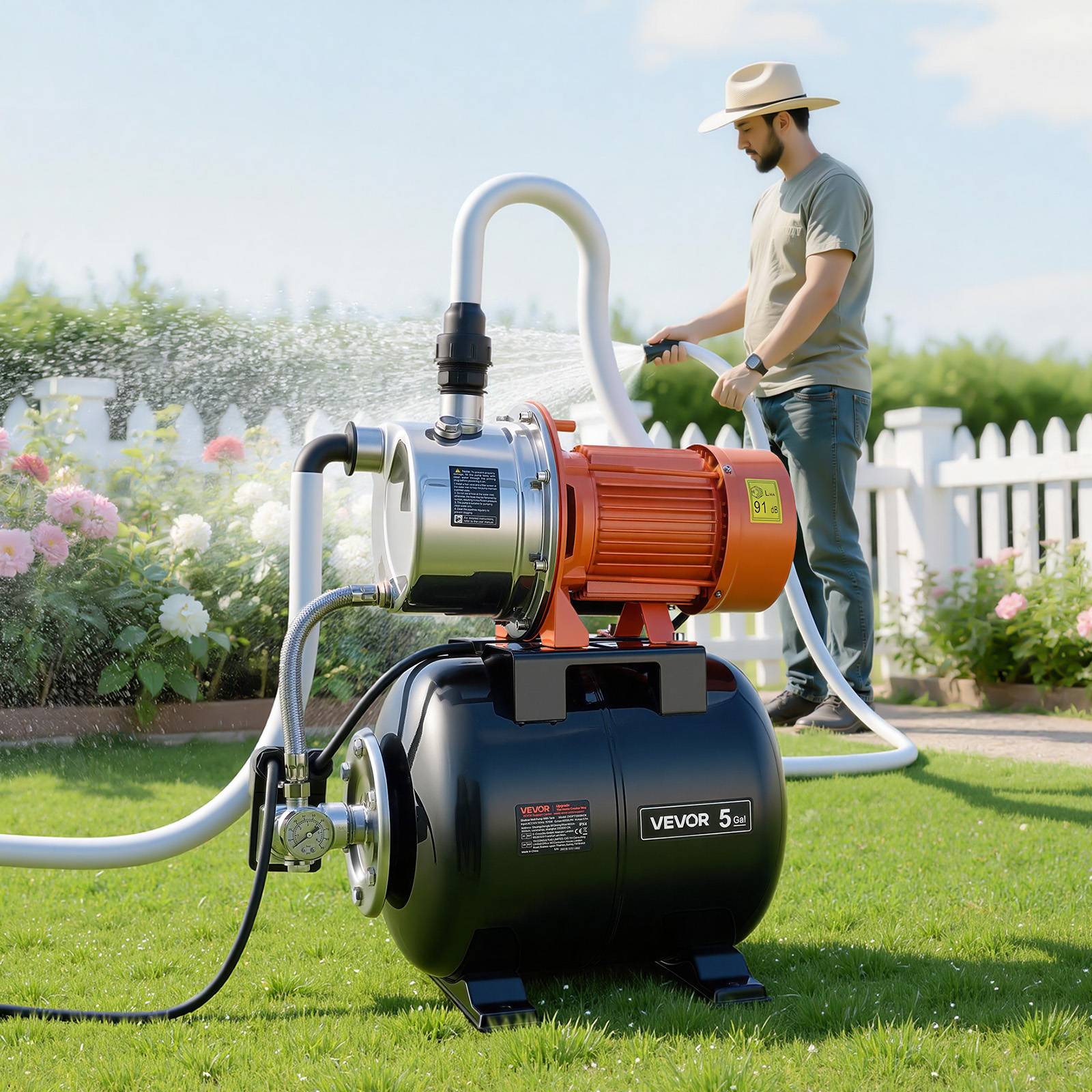 Vevor - VEVOR Groupe de Surpression Pompe avec Réservoir Pression 19 L 1176 W 6000 L/h - Image 8