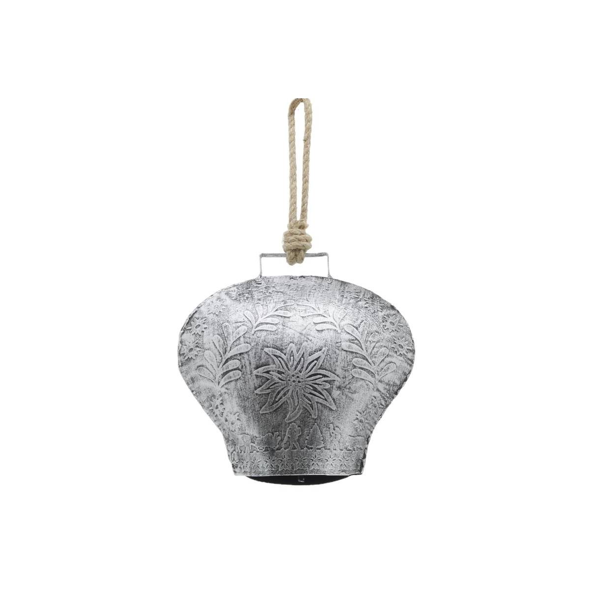 Aubry Gaspard - Cloche en métal argenté antique Edelweiss Petit modèle - Image 1