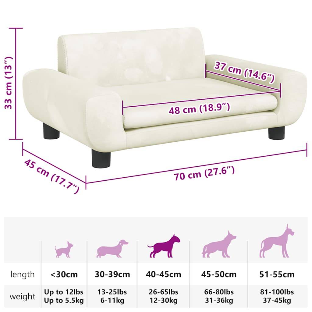 Vidaxl - Lit pour chien crème 70x45x33 cm velours vidaXL 171994 - Image 3