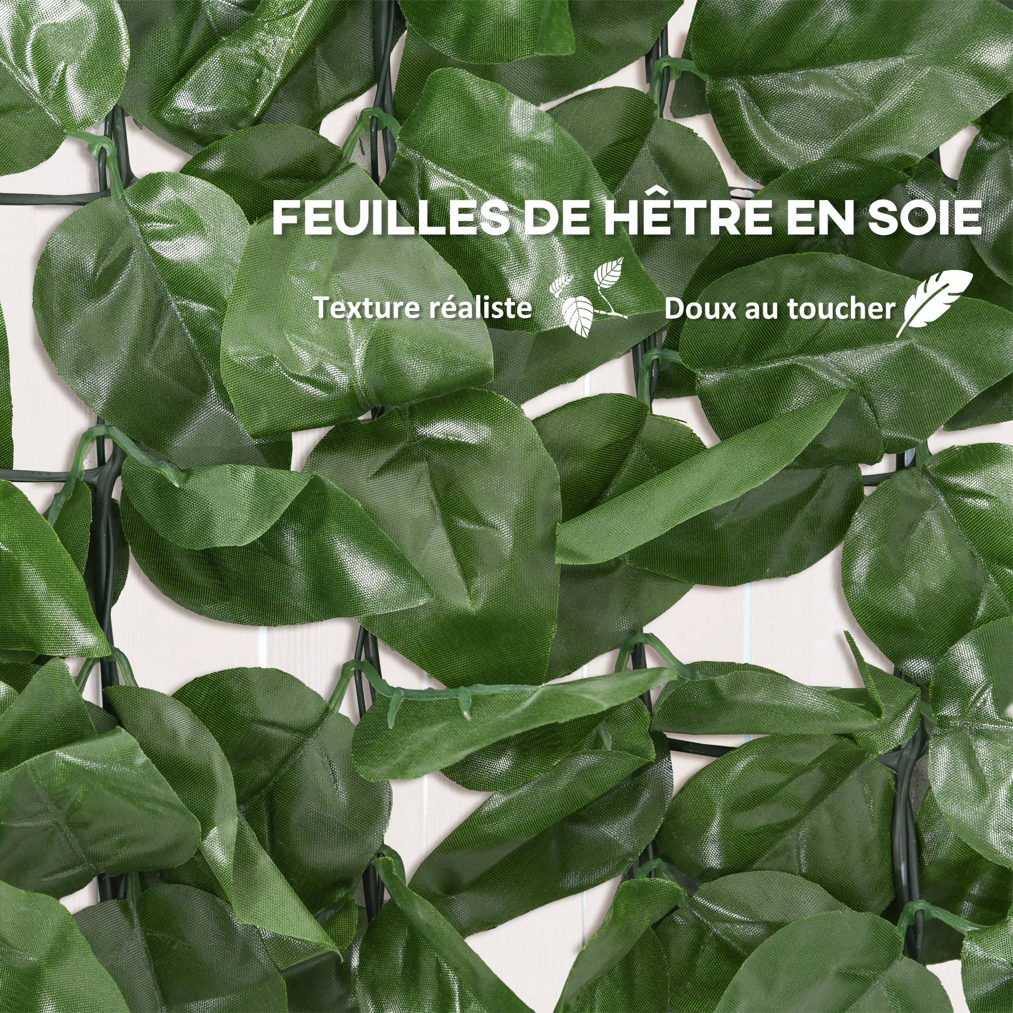 ComfortXL - Haie artificielle brise-vue soie 3 x 1 m vert foncé intérieur extérieur effet hêtre - ComfortXL Outdoor Living - Image 5