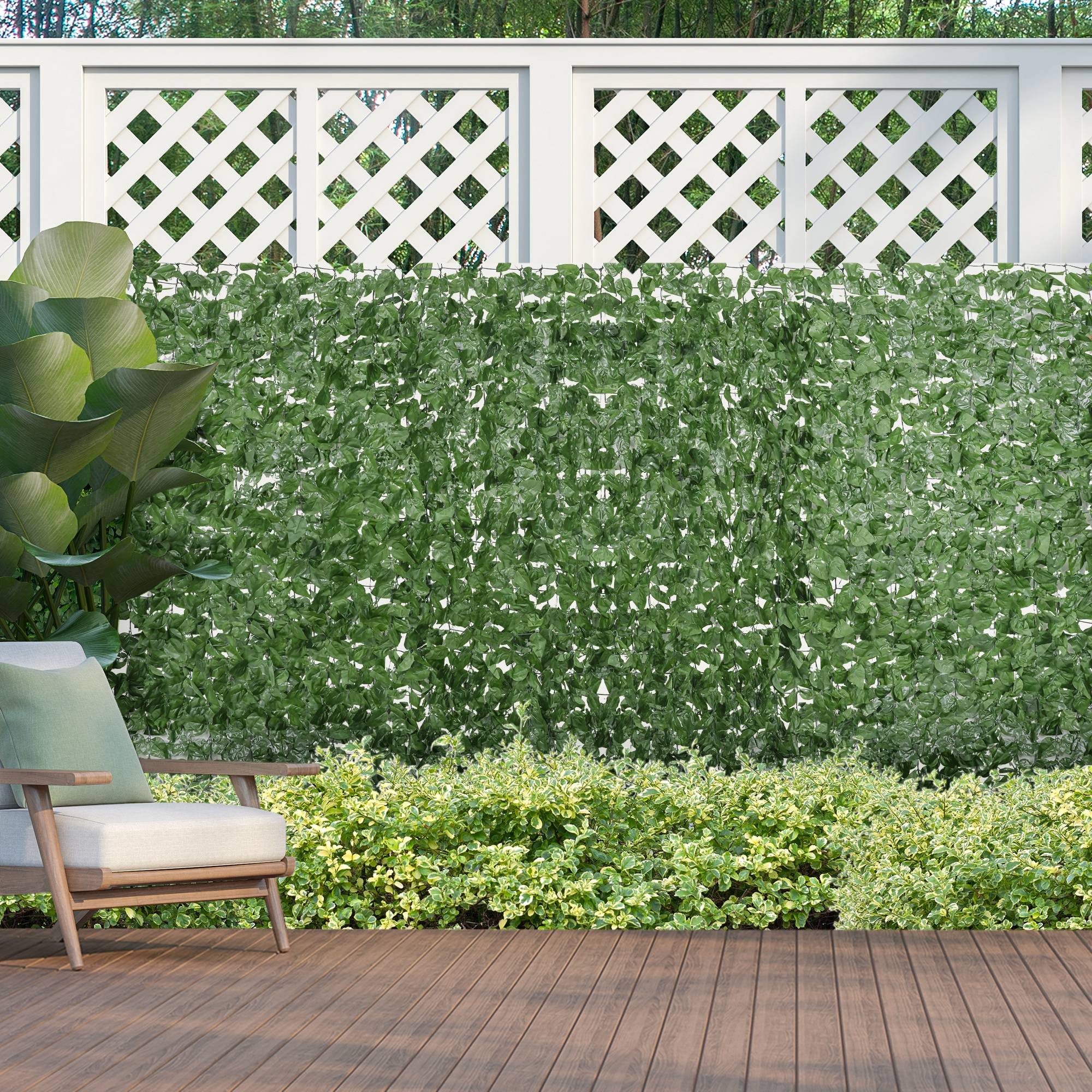 ComfortXL - Haie artificielle brise-vue soie 3 x 1 m vert foncé intérieur extérieur effet hêtre - ComfortXL Outdoor Living - Image 2