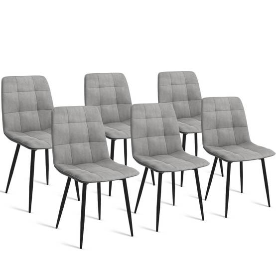 Lot de 6 chaises MILA en velours gris clair pour salle à manger - Image 2