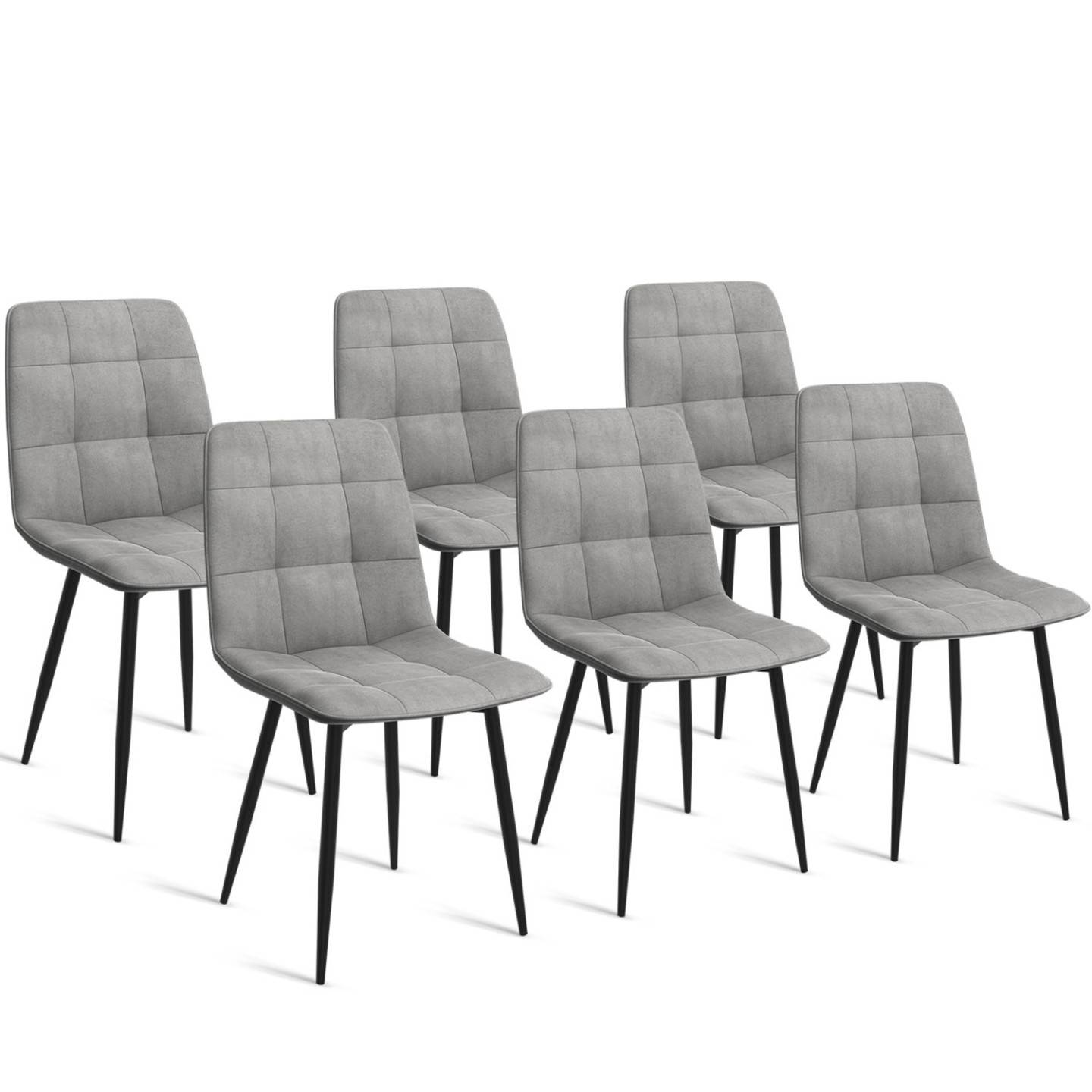 Lot de 6 chaises MILA en velours gris clair pour salle à manger - Image 2