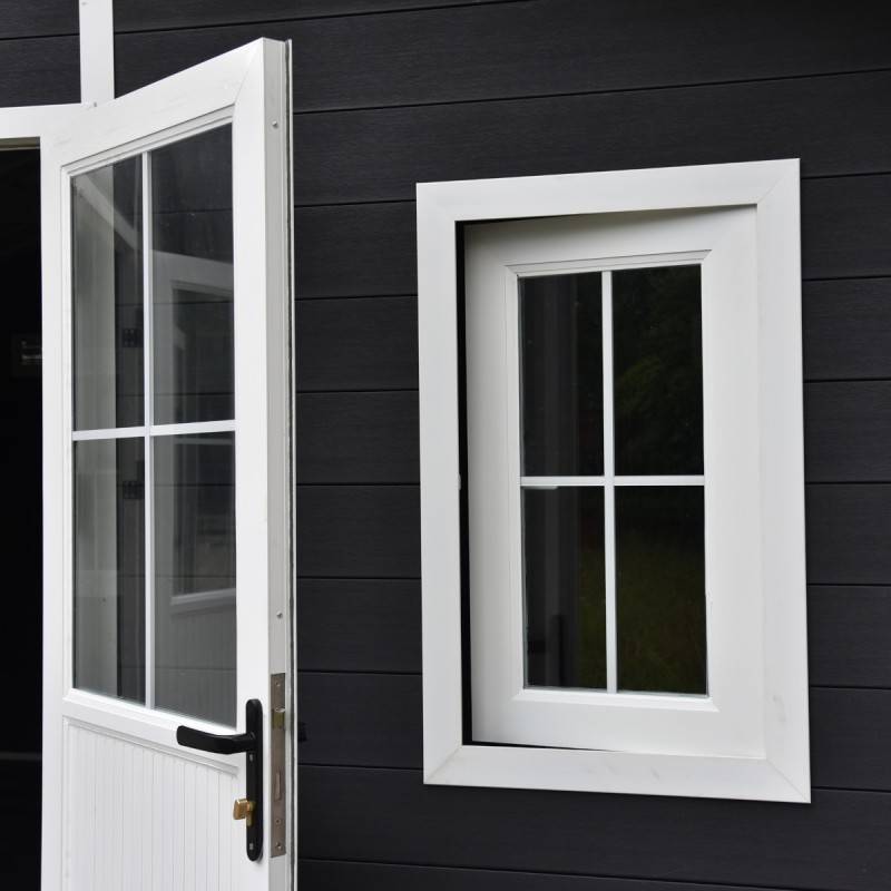 Abri de jardin 14,75m² en bois composite anthracite avec toit PVC Woodlife Garden - Image 7