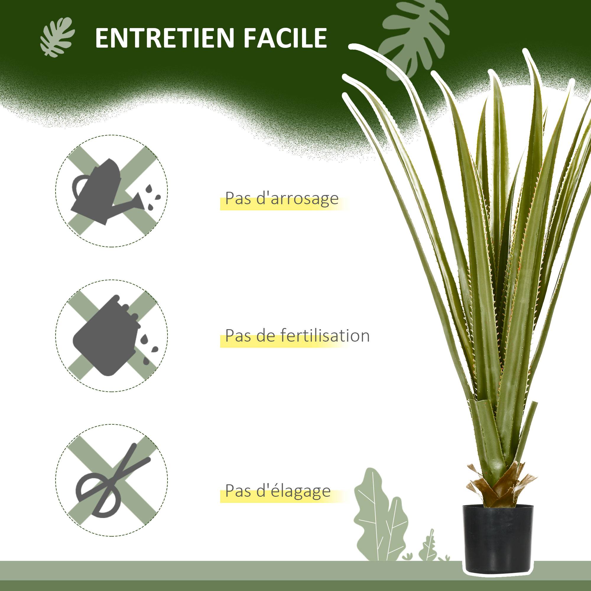Plante artificielle type agave en pot hauteur 90 cm, 16 feuilles, interieur extérieur, grand réalisme - Image 7