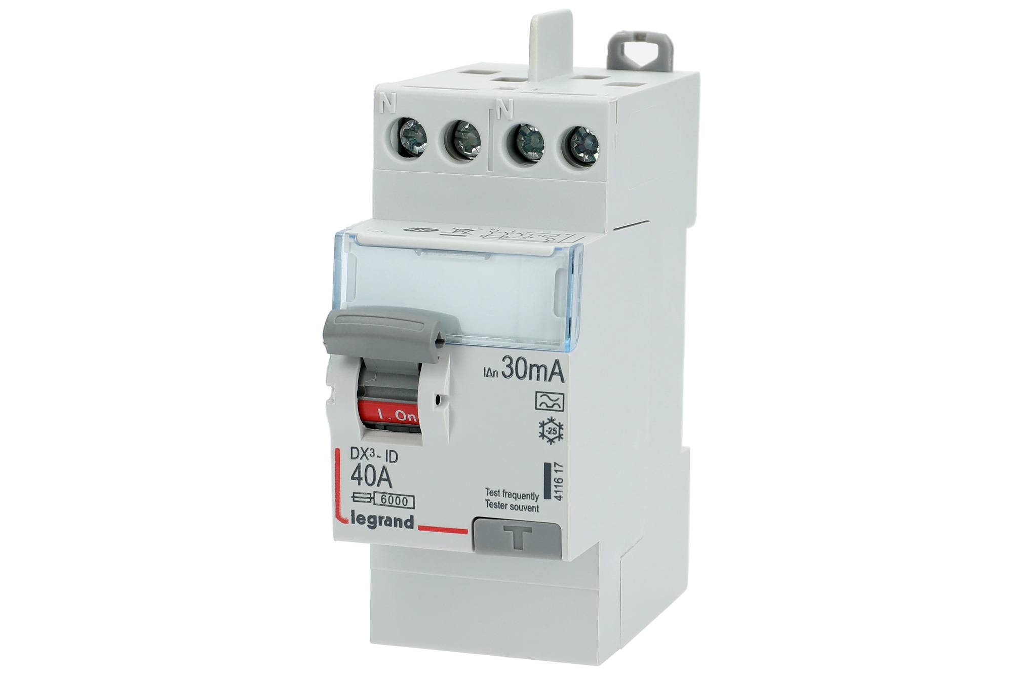 Legrand - Interrupteur différentiel DX³-ID arrivée haute et départ haut à vis 2P 230V 40A type A 30mA - LEGRAND - 411617 - Image 1