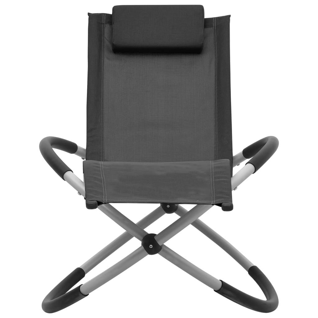 Helloshop26 - Transat chaise longue bain de soleil lit de jardin terrasse meuble d'extérieur pour enfants acier noir - Image 2