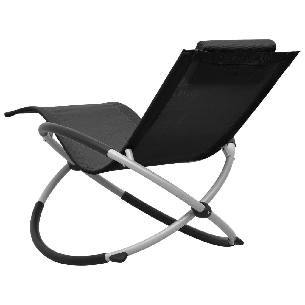 Helloshop26 - Transat chaise longue bain de soleil lit de jardin terrasse meuble d'extérieur pour enfants acier noir - Image 4