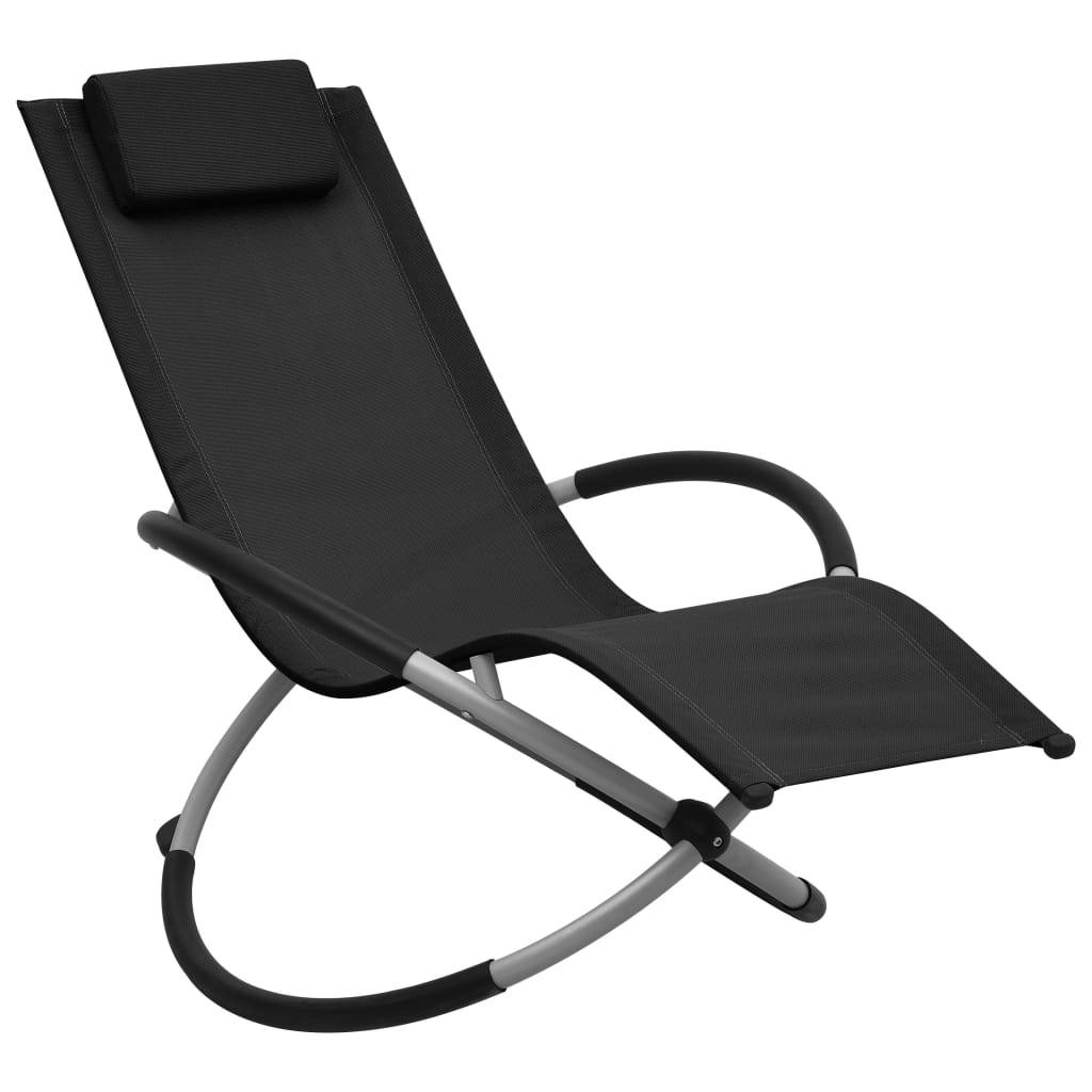 Helloshop26 - Transat chaise longue bain de soleil lit de jardin terrasse meuble d'extérieur pour enfants acier noir - Image 1