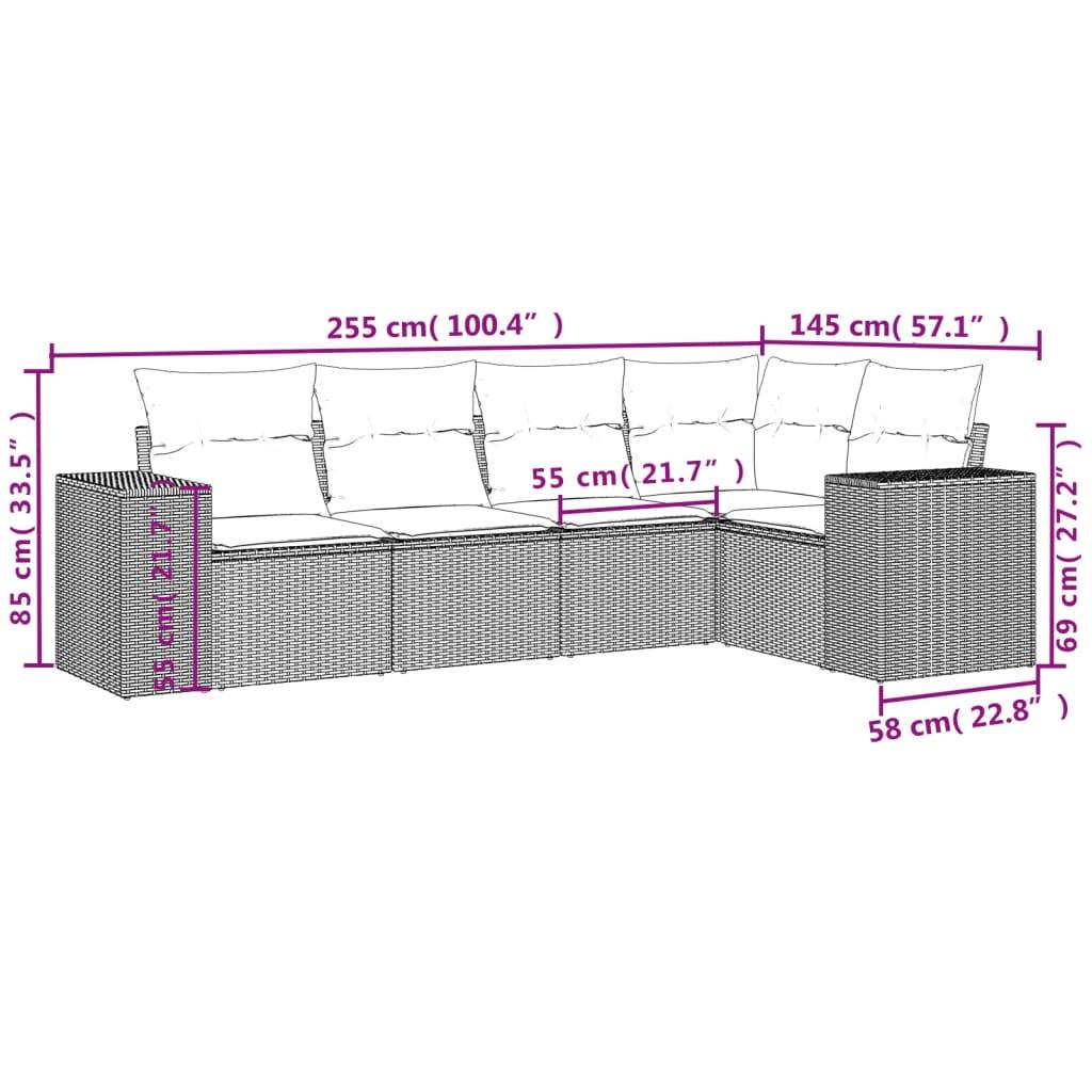 Vidaxl - Salon de jardin 5 pcs avec coussins noir résine tressée vidaXL 3222526 - Image 7