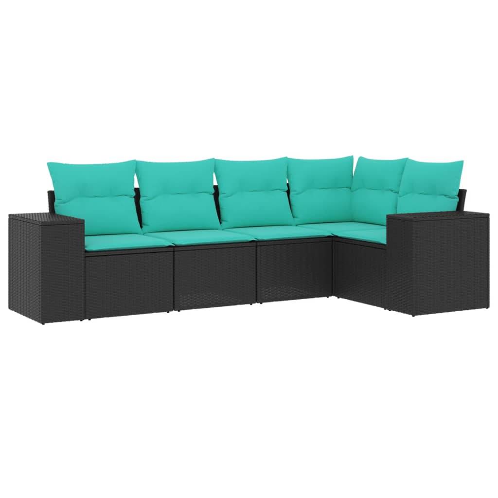 Vidaxl - Salon de jardin 5 pcs avec coussins noir résine tressée vidaXL 3222526 - Image 2