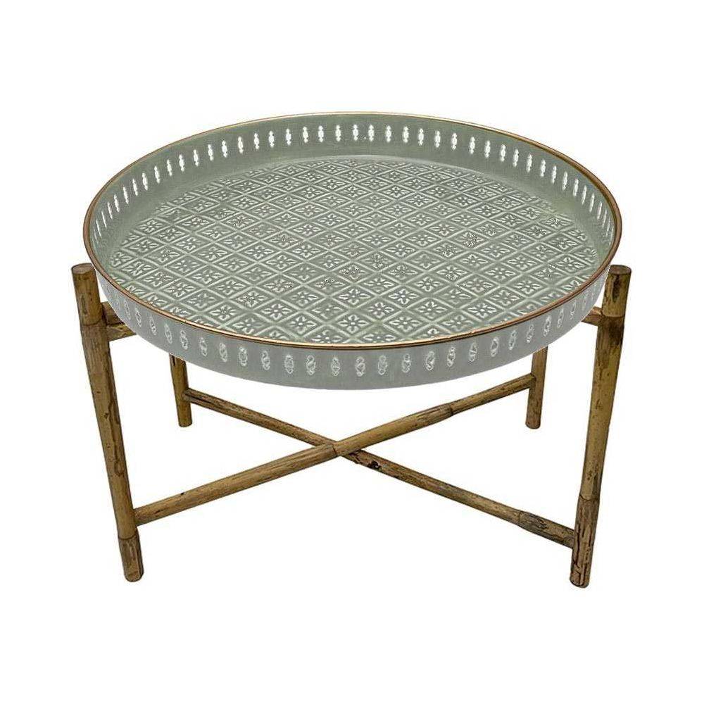 Bazardeluxe - Plateau en métal avec trépied en bambou Jali 60 cm - Image 2