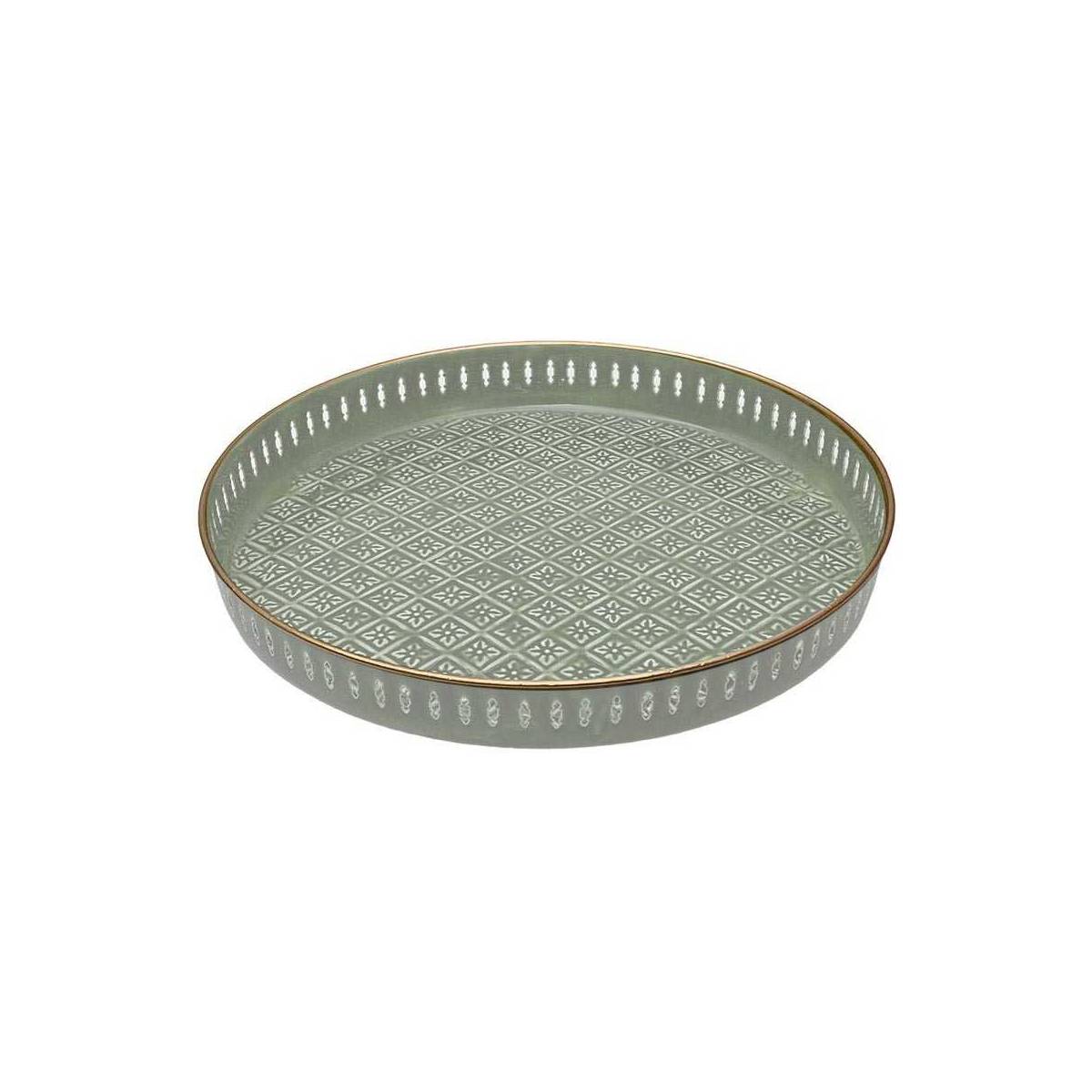 Bazardeluxe - Plateau en métal avec trépied en bambou Jali 60 cm - Image 1