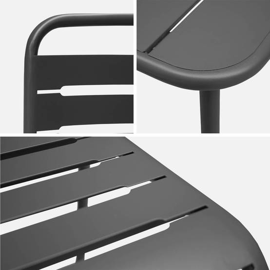 sweeek - Table de jardin métal + 2 assises anthracite Amélia. lattes et bords arrondis. traitement antirouille | sweeek - Image 6