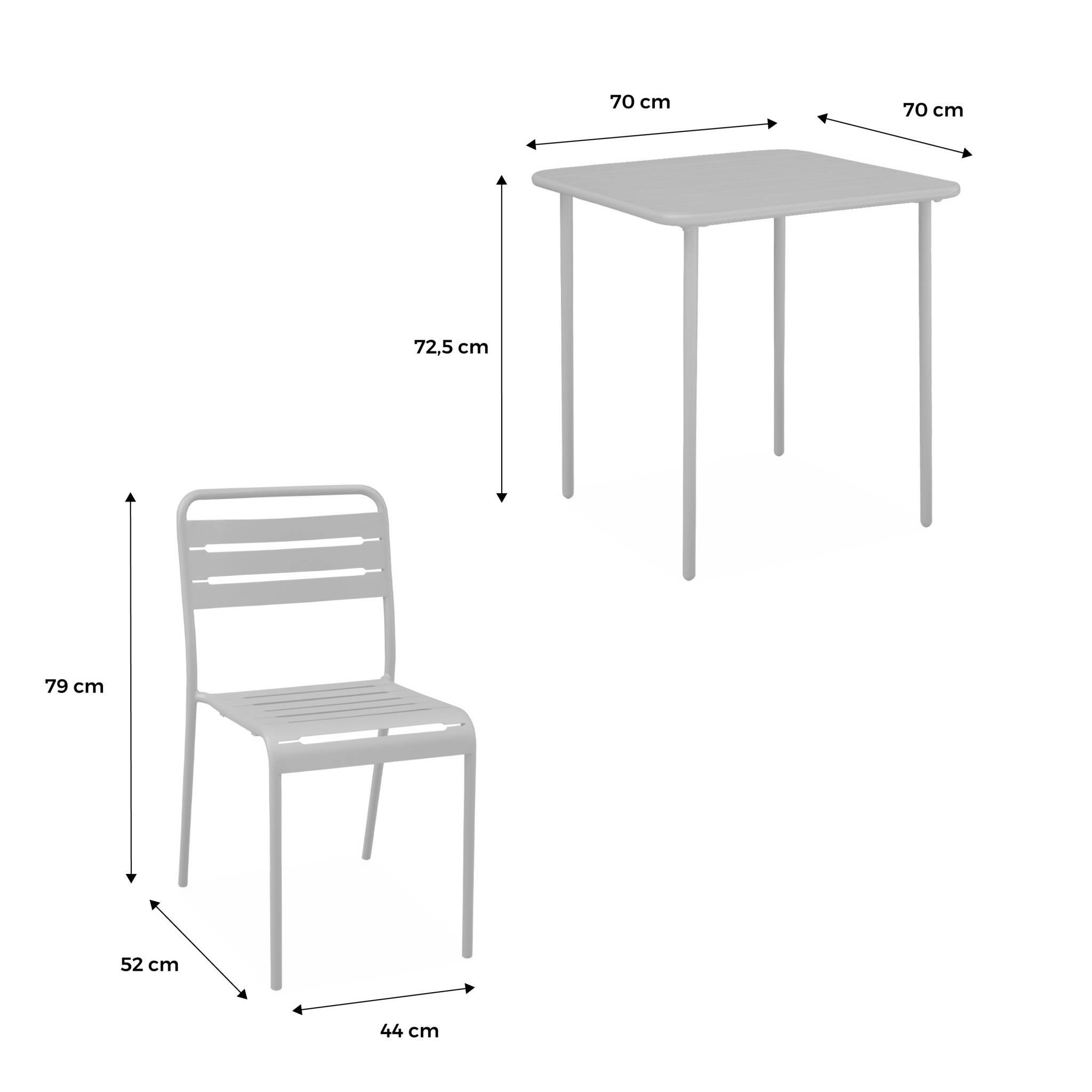 sweeek - Table de jardin métal + 2 assises anthracite Amélia. lattes et bords arrondis. traitement antirouille  | sweeek - Image 4