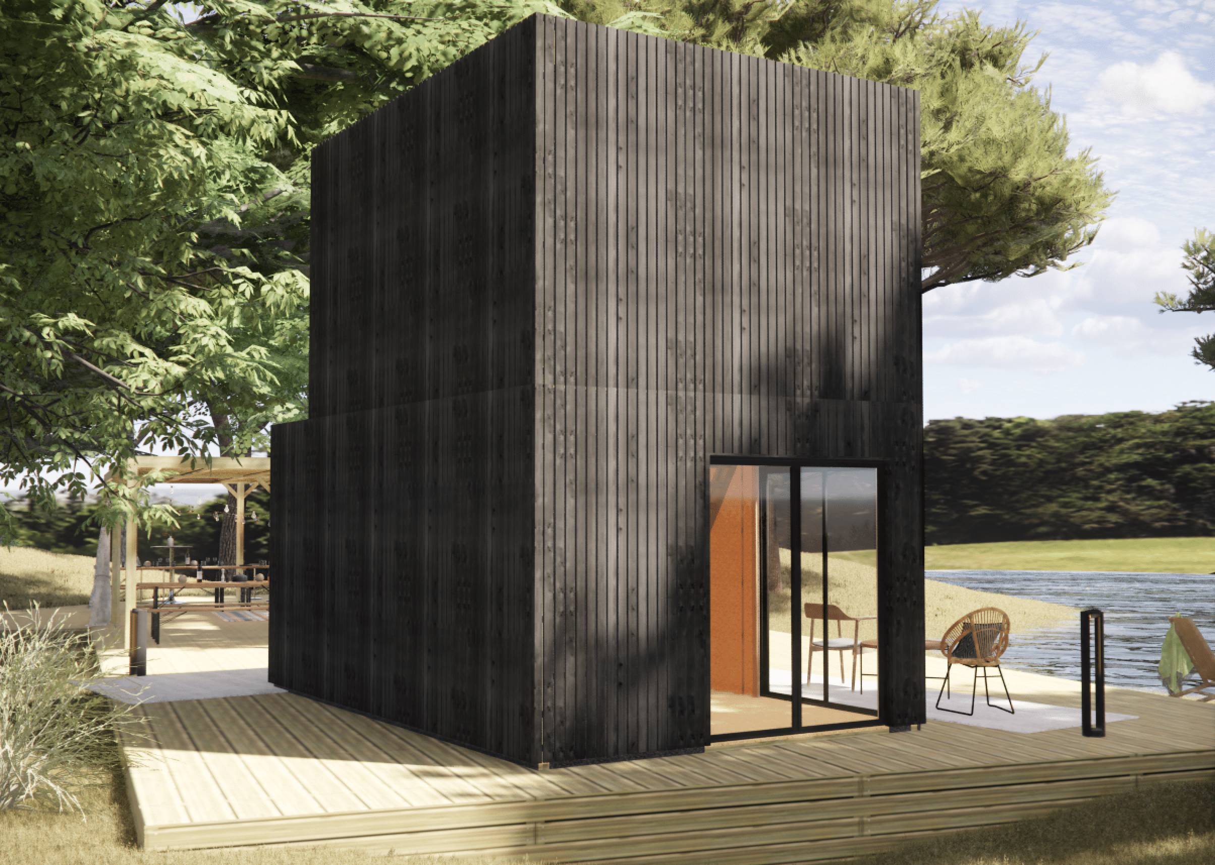 Studio de jardin RE2020 en bois 5,5 x 3,5 x 2,7 m / isolation RE2020 avec mezzanine et terrasse / menuiseries alu k-line - Image 10
