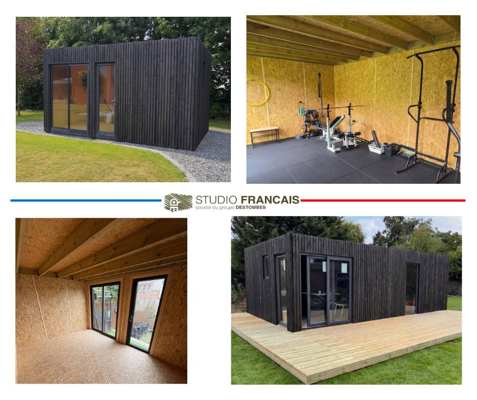 Studio de jardin RE2020 en bois 5,5 x 3,5 x 2,7 m / isolation RE2020 avec mezzanine et terrasse / menuiseries alu k-line - Image 7