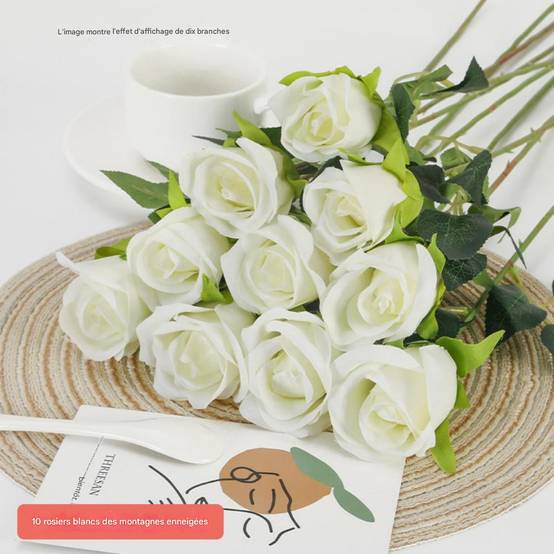 Roses Artificielles Blanches - Lot de 2 - Décoration Élégante pour Mariage et Intérieur - Lytech - Image 3