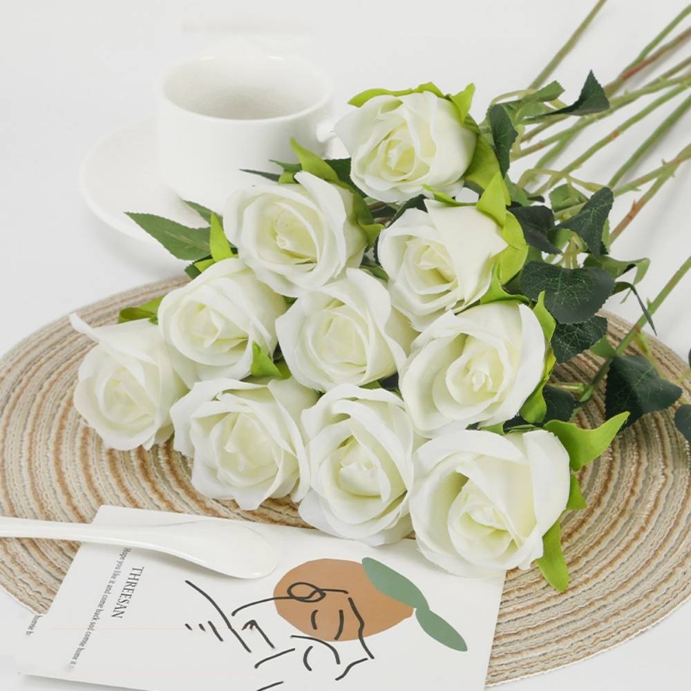 Roses Artificielles Blanches - Lot de 2 - Décoration Élégante pour Mariage et Intérieur - Lytech - Image 1