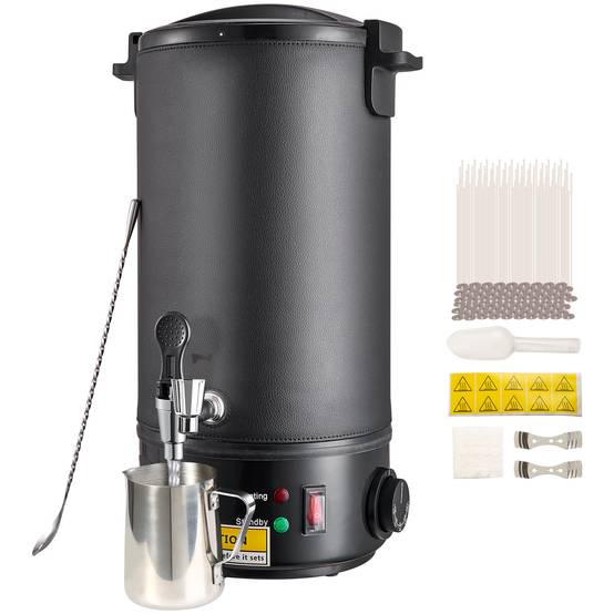 VEVOR Fondoir à Cire Electrique 10 L, 1100 W, Réglage 30-110°C, 100 Mèches et Autocollants. - Image 1