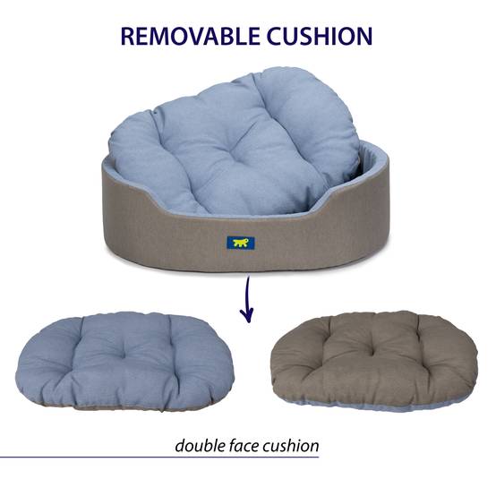 Ferplast - Ferplast Panier Chien Dandy, Coussin Amovible et Lavable, Housse en Coton avec Rembourrage Doux, Lit Chiens Moyen, 80 x 55 x H 18 cm, Bleu Clair - Image 5